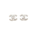 Chanel CC Crystal Stud Earrings in Blue and White Crystals