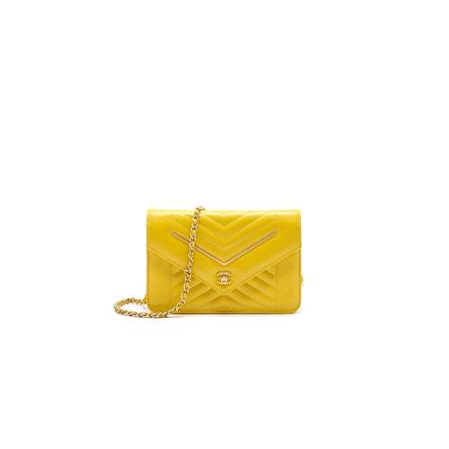 Chanel Seasonal Wallet On Chain Yellow
