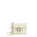 Gucci Dionysus Mini Chain Wallet Grained Calfskin White SHW