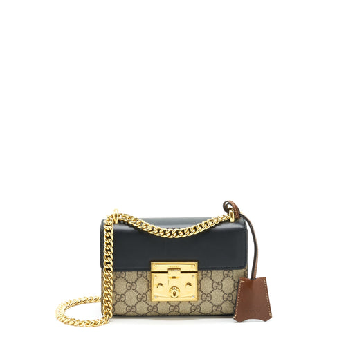 Gucci Small Padlock Shoulder Bag GG Supreme Canvas / Black GHW