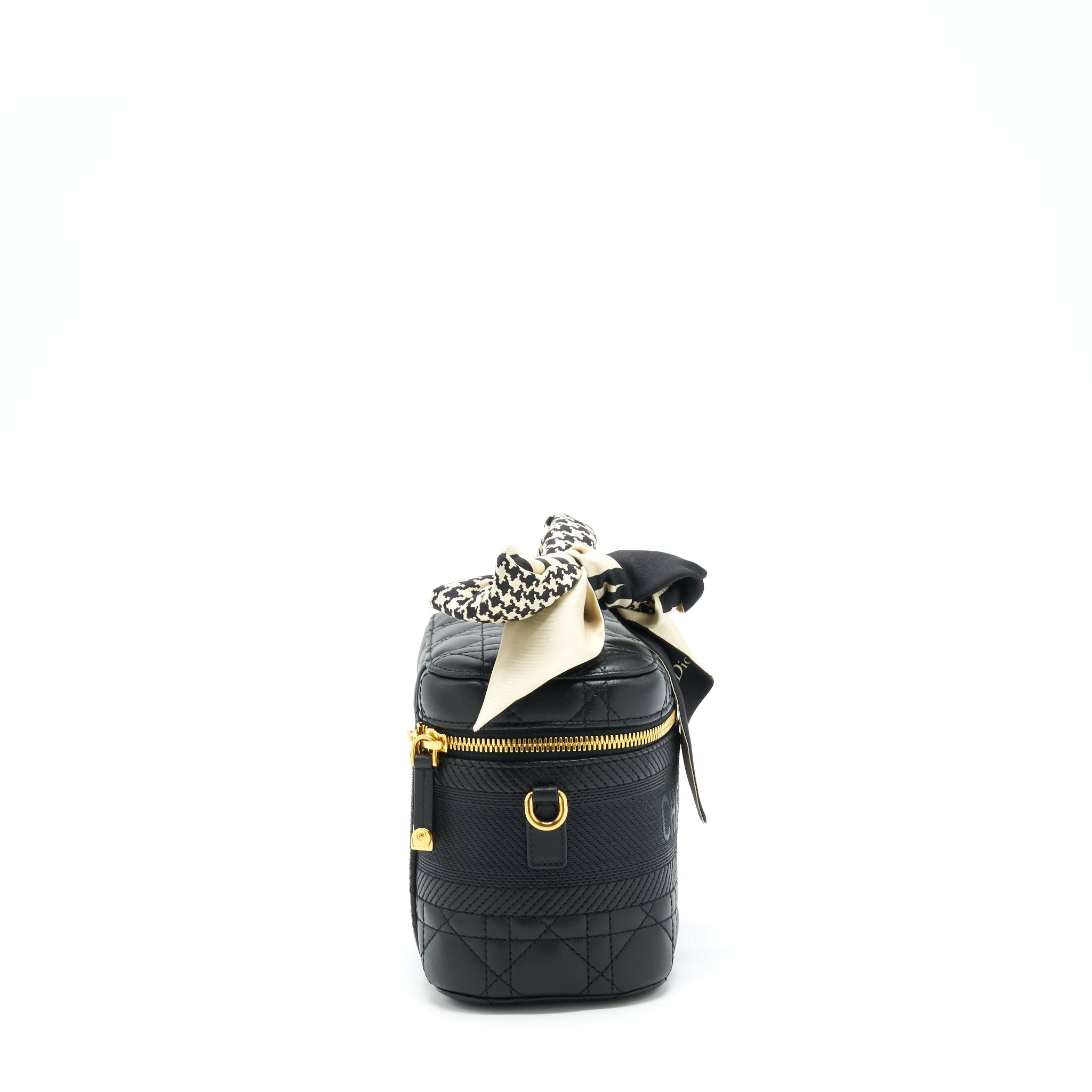 Dior Small Diortravel Vanity Case Black GHW With An Extra Twilly