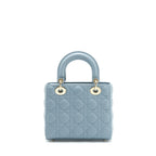 Dior Small Lady Dior Lambskin Cloud Blue M81B Light Gold And Enamel Hardware