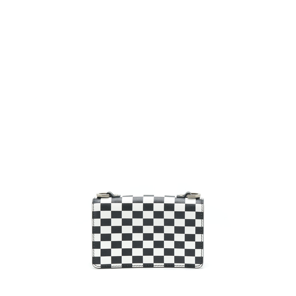 Dior Mini J’adior Flap Bag Black/ White With Wide Shoulder Strap SHW