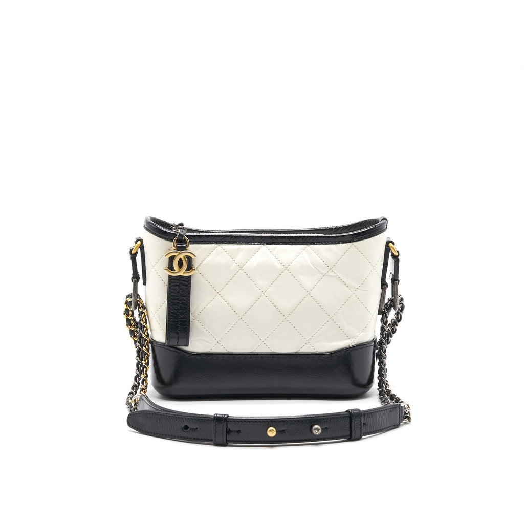 Chanel Small Gabrielle Hobo Bag White/ Black