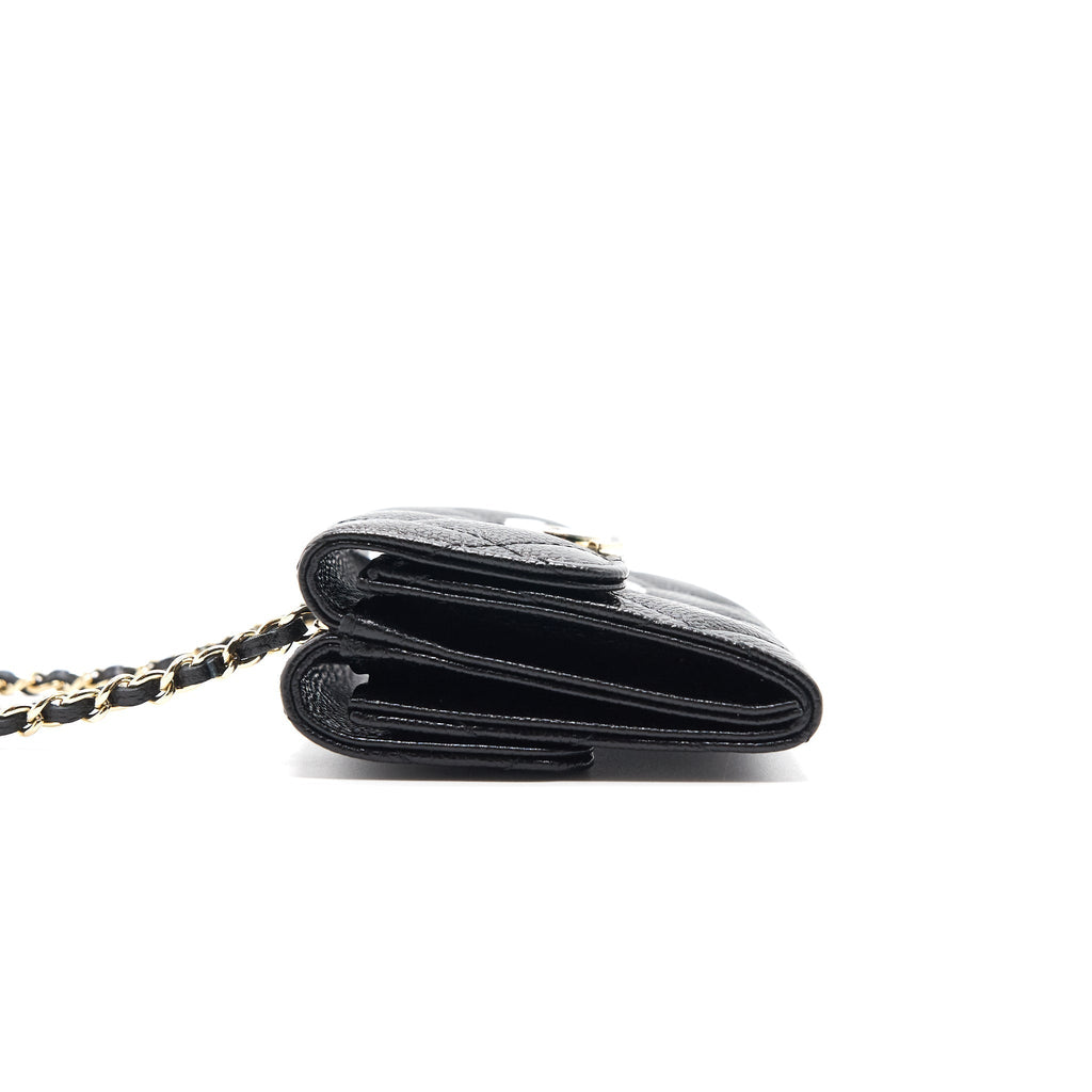 Chanel Caviar Small Flap Wallet With Chain