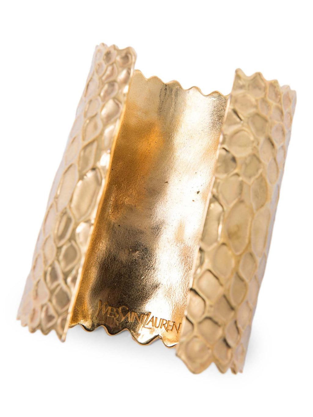 Yves Saint Laurent Hammered Cuff Bracelet Gold
