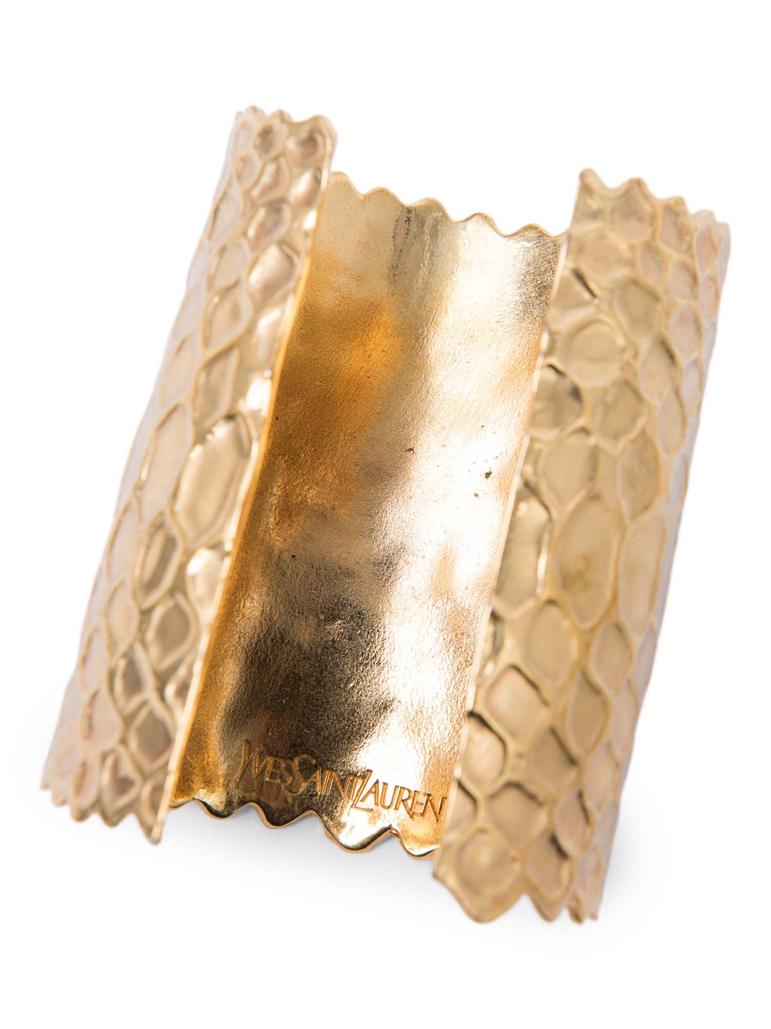 Yves Saint Laurent Hammered Cuff Bracelet Gold