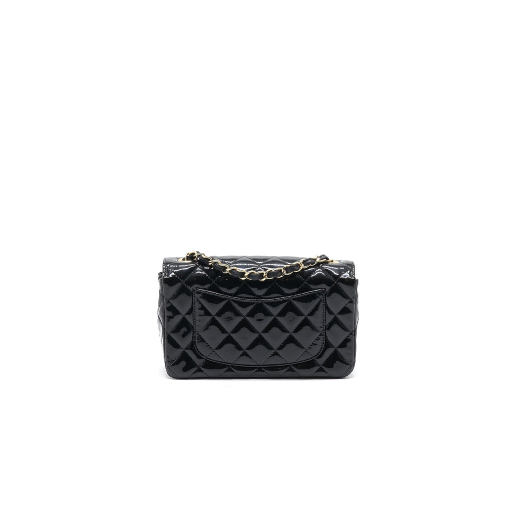 Chanel Mini Rectangular Flap Bag Patent Leather Black with LGHW