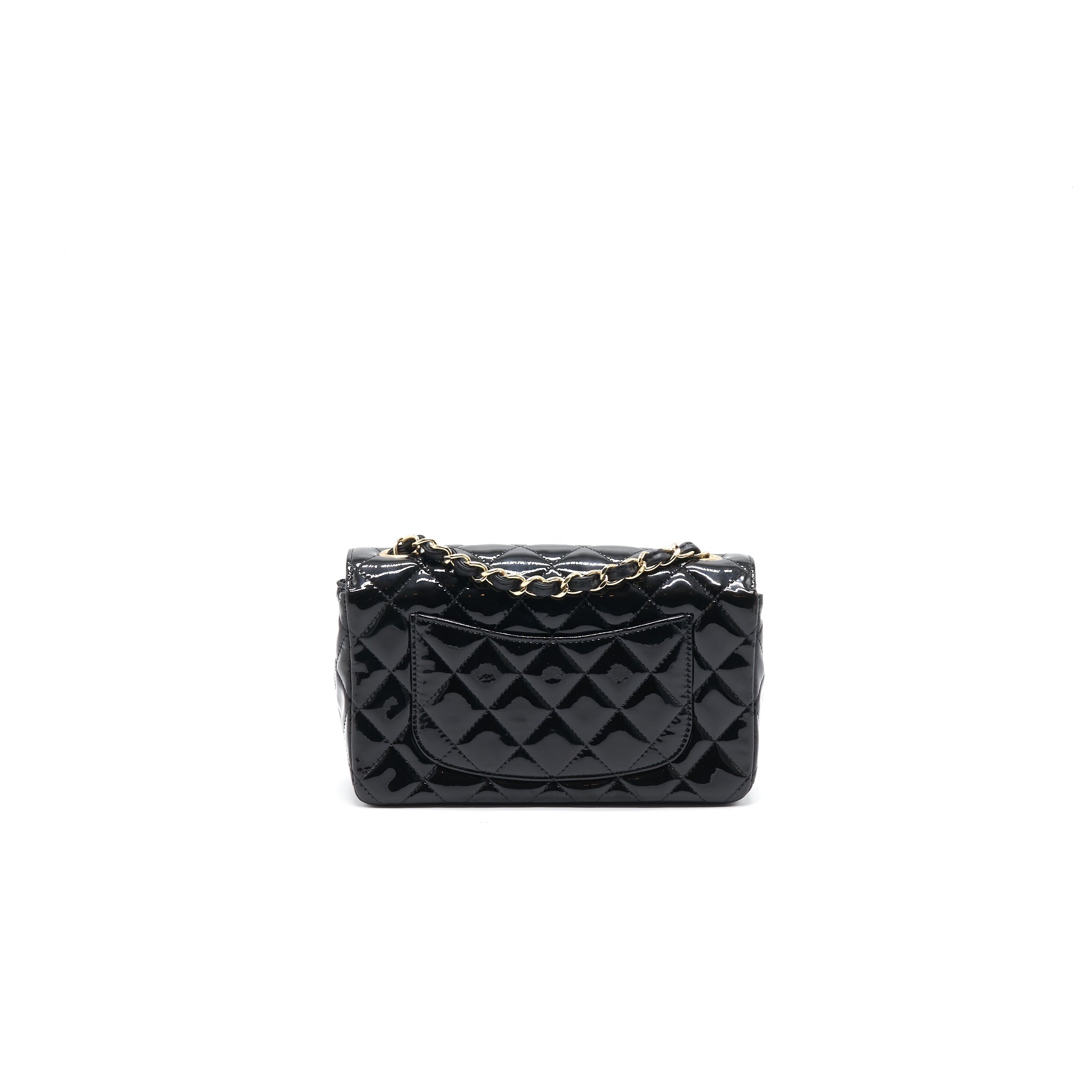 Chanel Mini Rectangular Flap Bag Patent Leather Black with LGHW