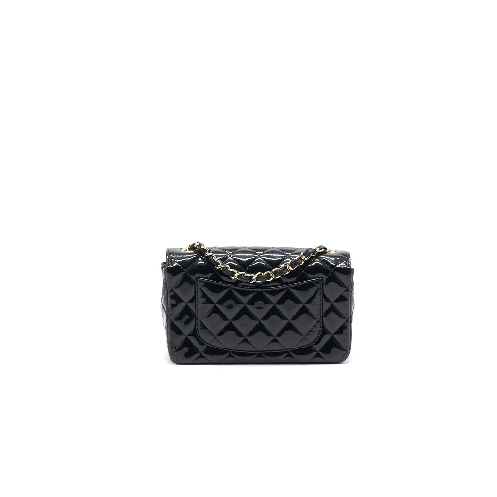 Chanel Mini Rectangular Flap Bag Patent Leather Black with LGHW