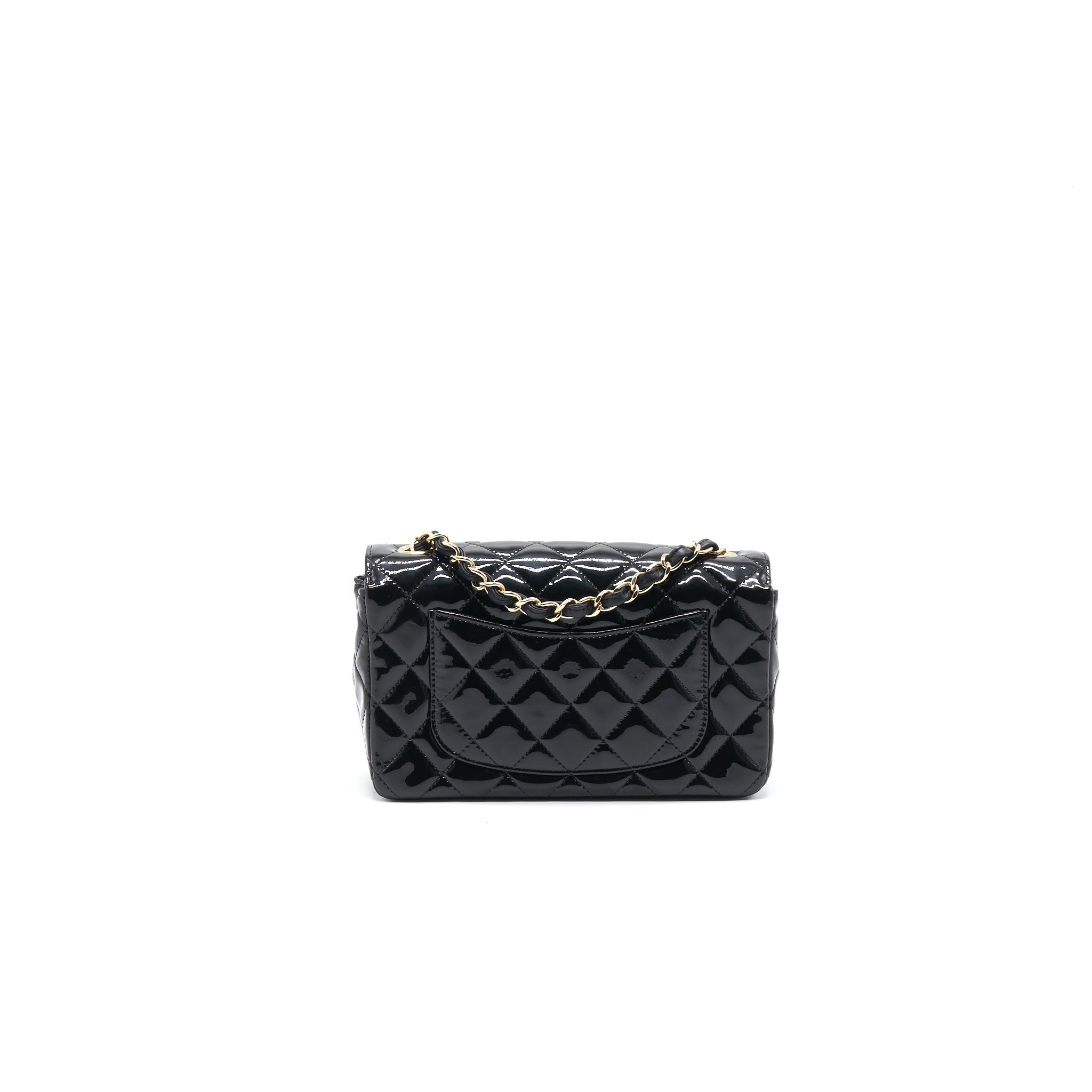 Chanel Mini Rectangular Flap Bag Patent Leather Black with LGHW