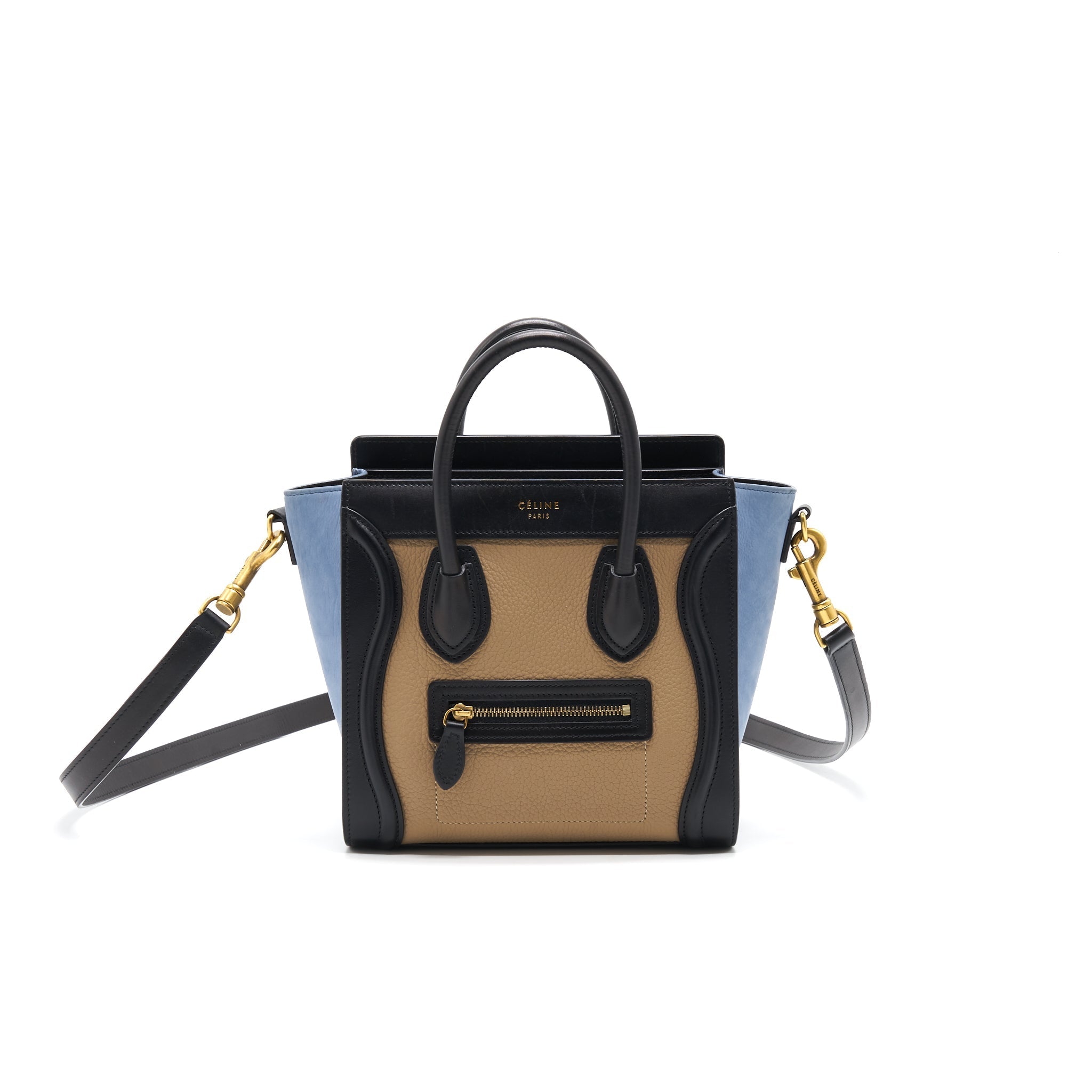 Celine Nano Luggage Bag Multi Color Beige/ Blue /Black