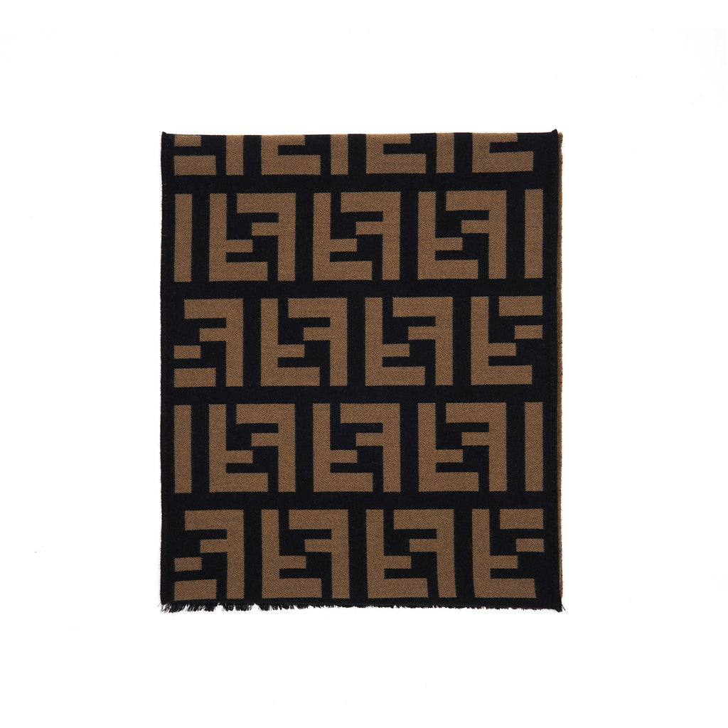 Fendi FF Logo Scarf Wool and Silk Scarf