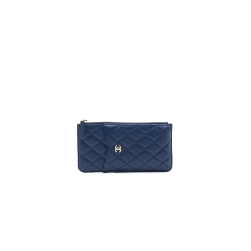 CHANEL PHONE POUCH CAVIAR NAVY BLUE