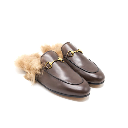 GUCCI Princetown Leather Slipper Dark Brown Size37.5
