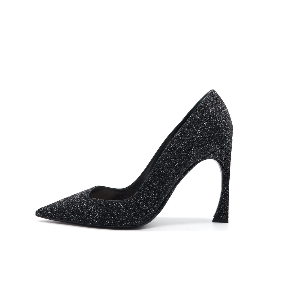CHRISTIAN DIOR GLITTER PUMP HIGH HEELS BLACK SIZE 38