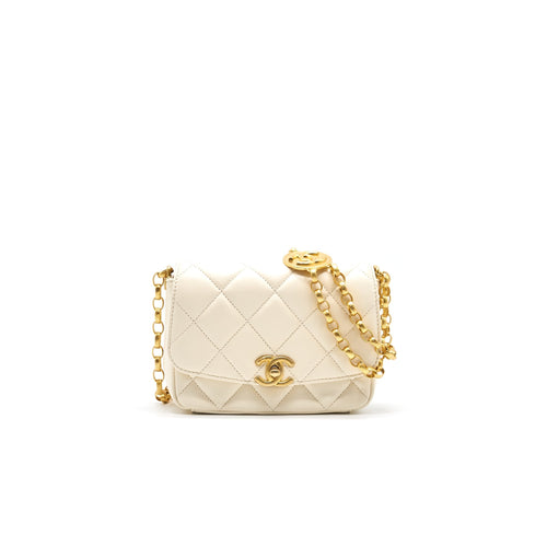 CHANEL SMALL FLAP BAG Lambskin Ecru