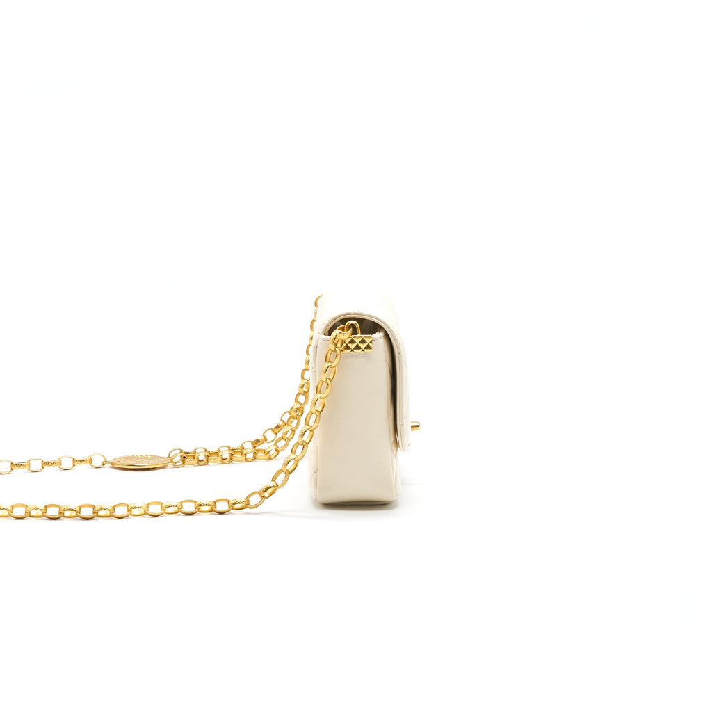CHANEL SMALL FLAP BAG Lambskin Ecru