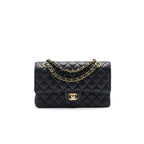 CHANEL MEDIUM CLASSIC DOUBLE FLAP CAVIER Black and gold