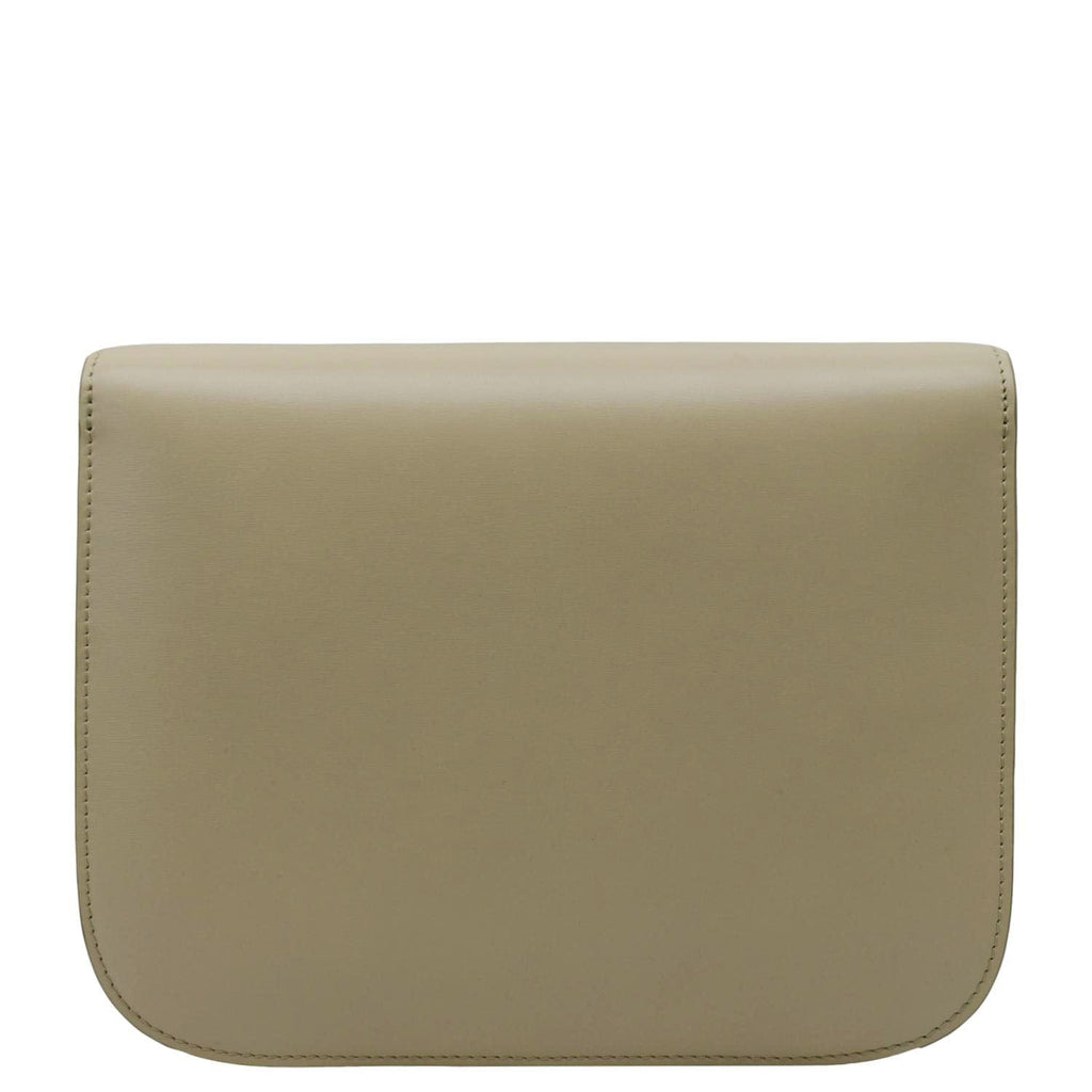 CELINE Classic Box Medium  Leather Flap Shoulder Bag Griege