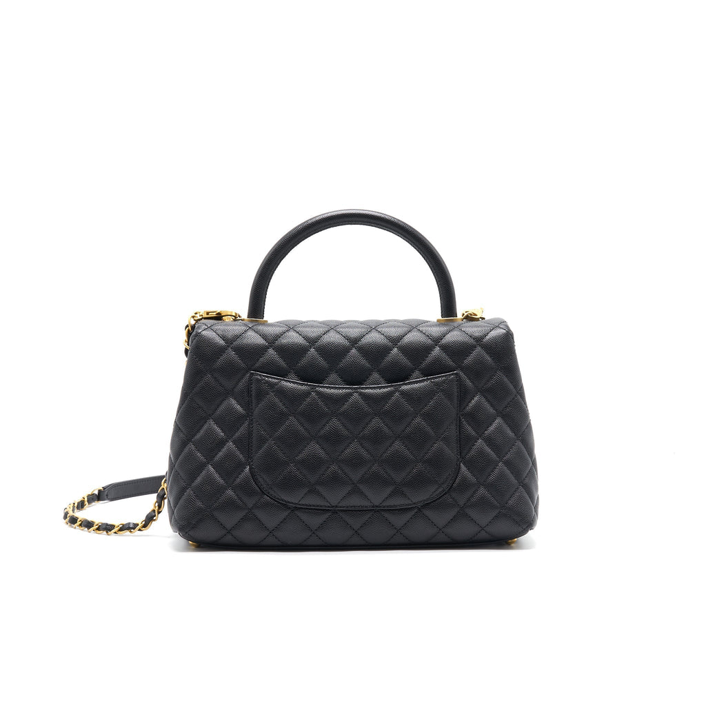 CHANEL CAVIER MEDIUM COCO HANDLE FLAP BAG BLACK