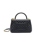 CHANEL CAVIER MEDIUM COCO HANDLE FLAP BAG BLACK