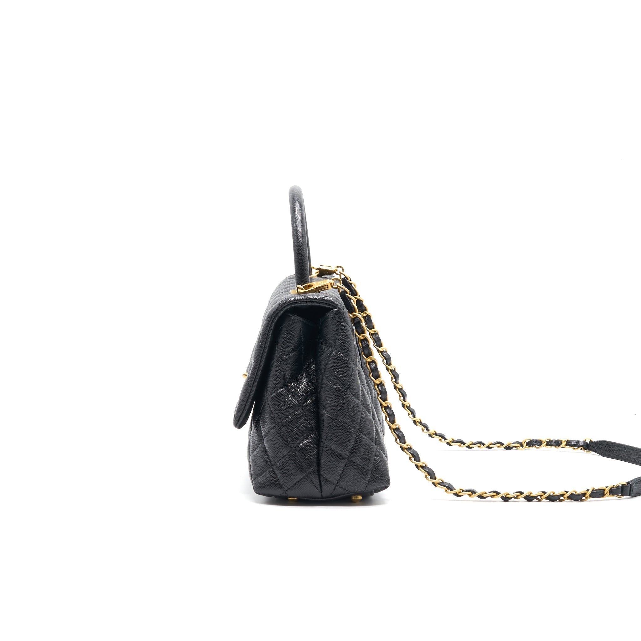 CHANEL CAVIER MEDIUM COCO HANDLE FLAP BAG BLACK