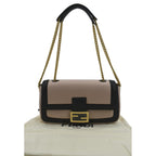 FENDI Baguette Medium Leather Chain Shoulder Bicolor Bag Pink