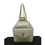 YVES SAINT LAURENT Joe Drawstring Leather Backpack Bag Off White