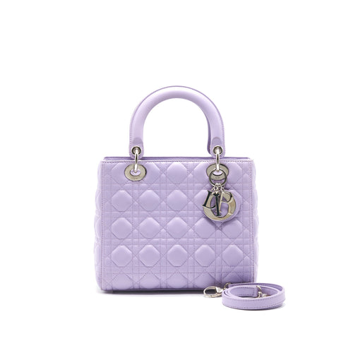 CHRISTIAN DIOR LADY DIOR MEDIUM BAG LAVENDER PURPLE