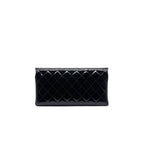 Chanel Patent Leather Fold Over Clutch Black SHW