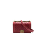 CHANEL Glazed Calfskin Medium LeBoy In Red Gold Hardware