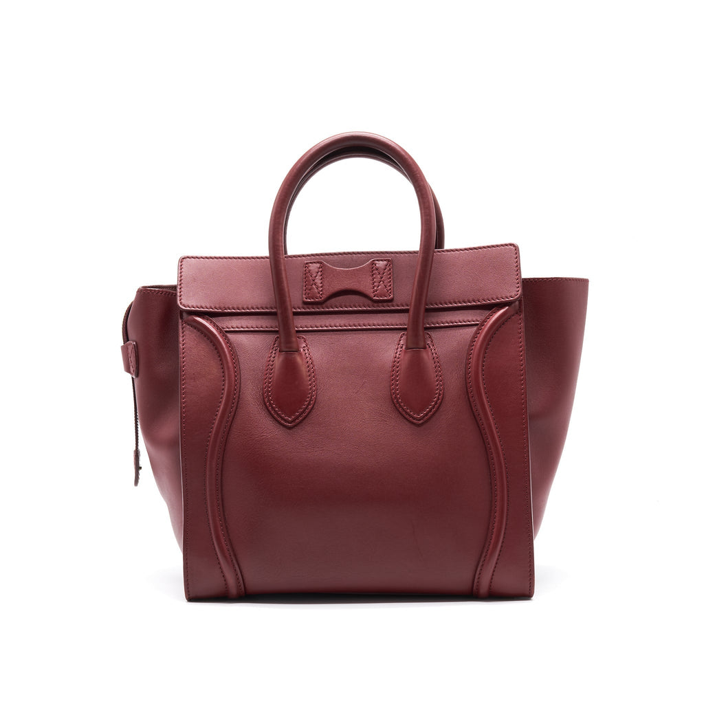 CELINE MINI LUGGAGE HANDBAG IN DARK RED