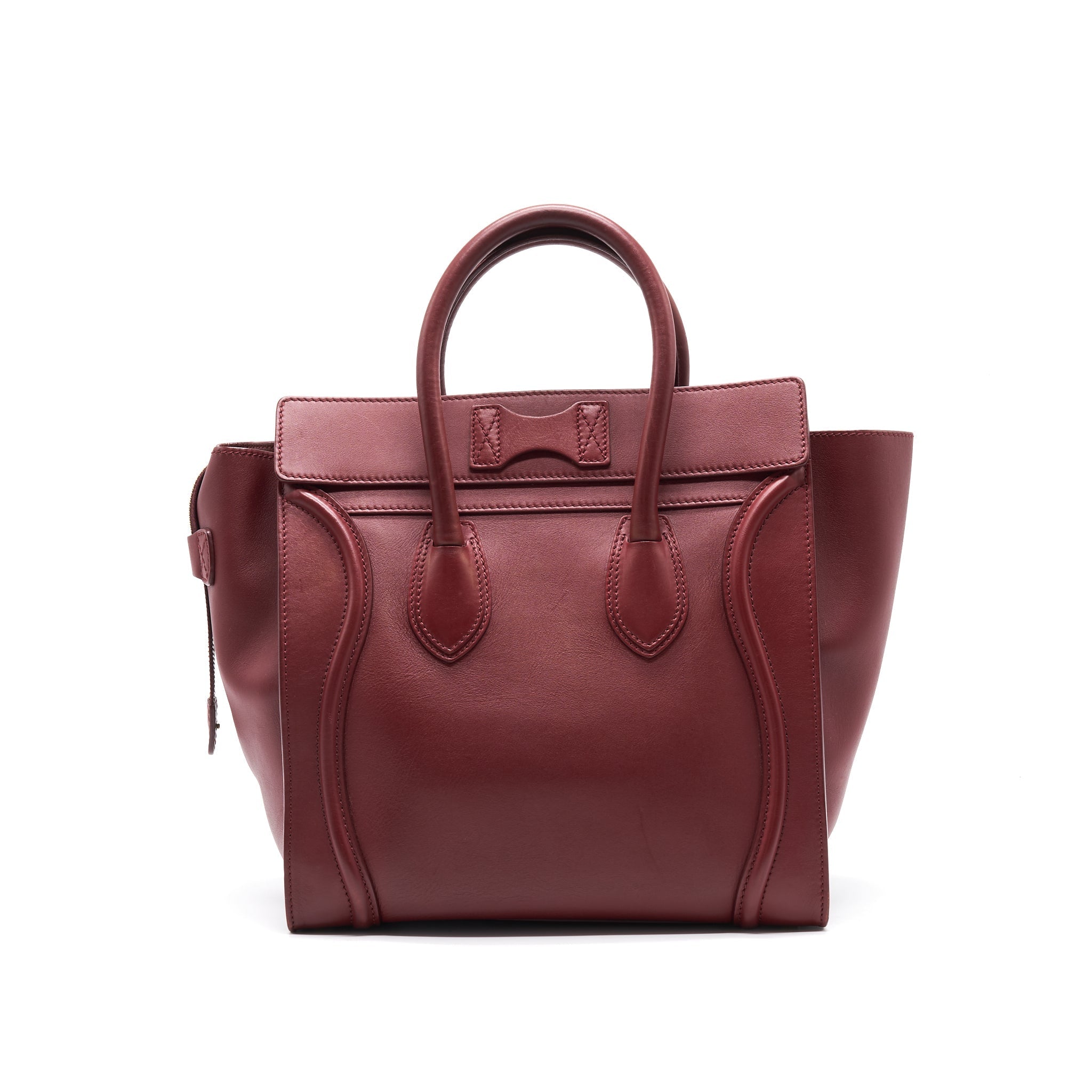 CELINE MINI LUGGAGE HANDBAG IN DARK RED