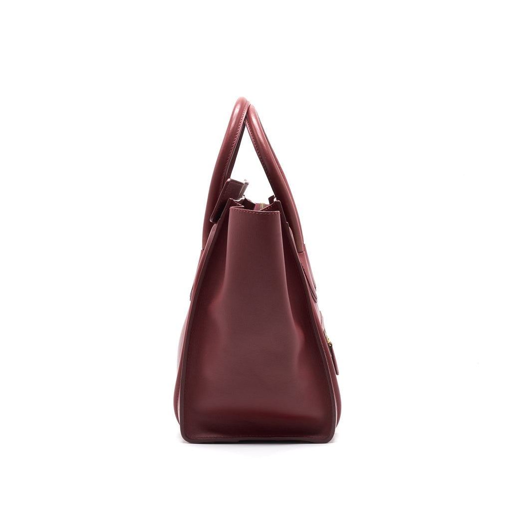 CELINE MINI LUGGAGE HANDBAG IN DARK RED