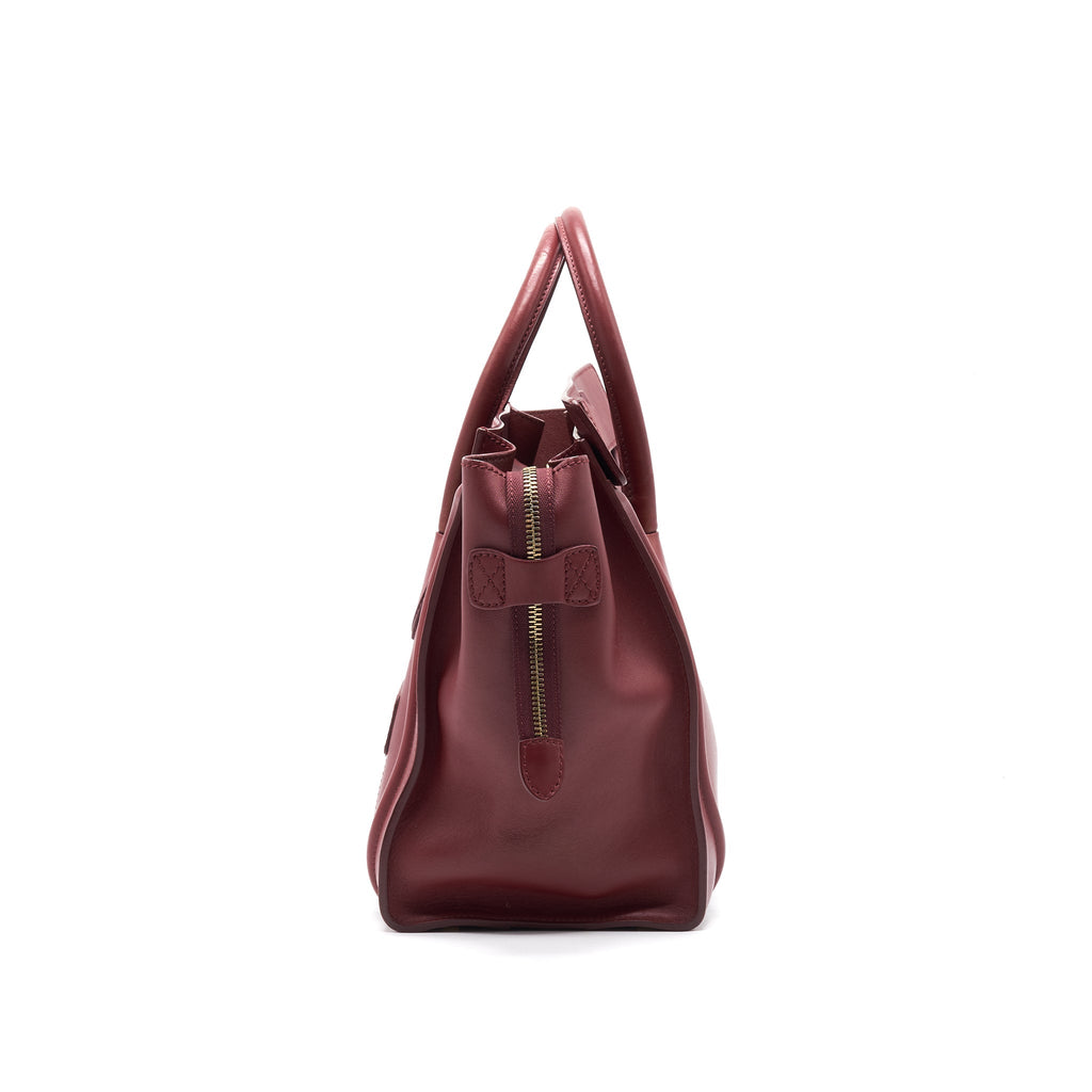 CELINE MINI LUGGAGE HANDBAG IN DARK RED