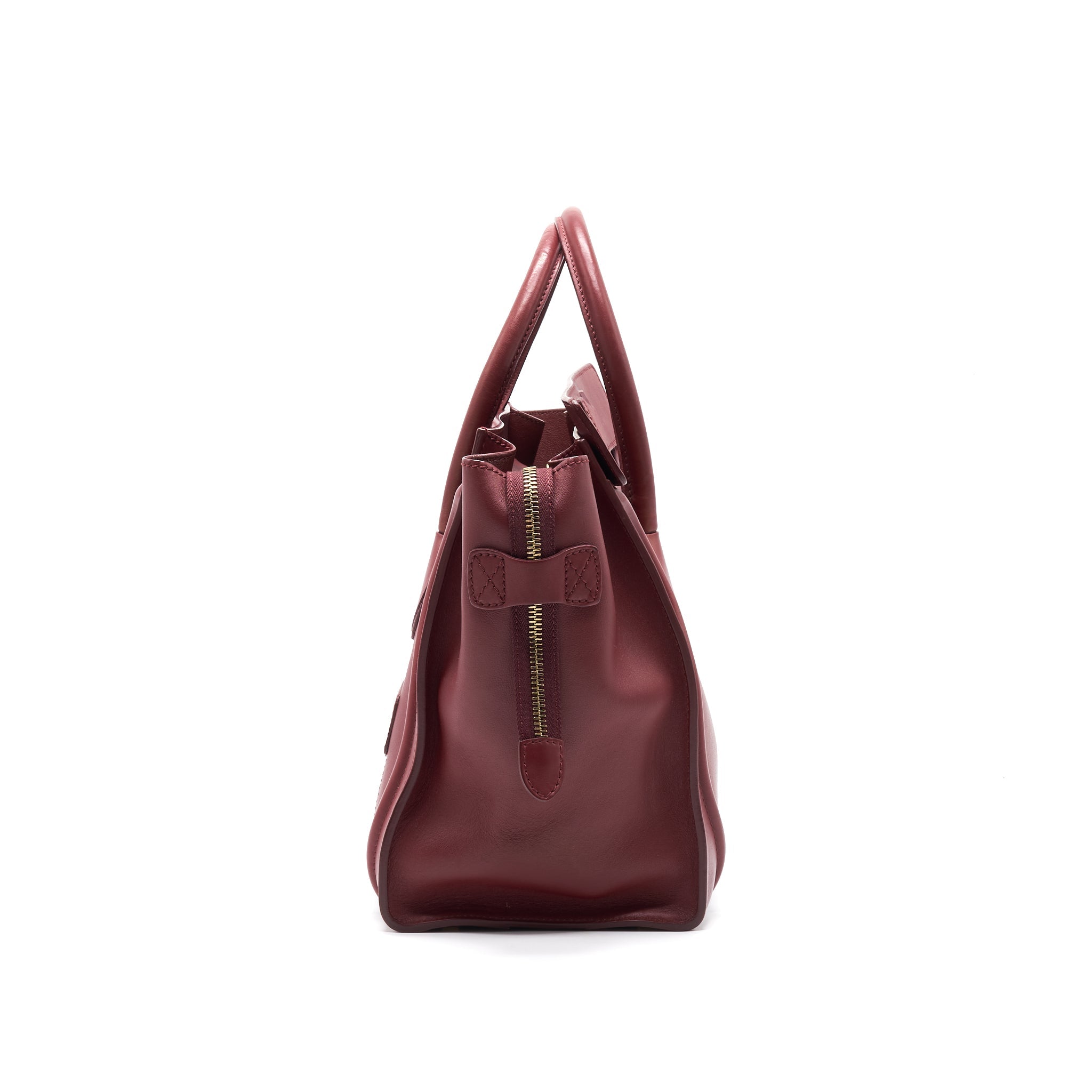 CELINE MINI LUGGAGE HANDBAG IN DARK RED