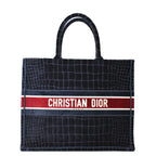 CHRISTIAN DIOR Large Book Embossed Velvet Tote Bag Navy