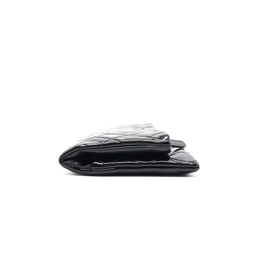 Chanel Patent Leather Fold Over Clutch Black SHW