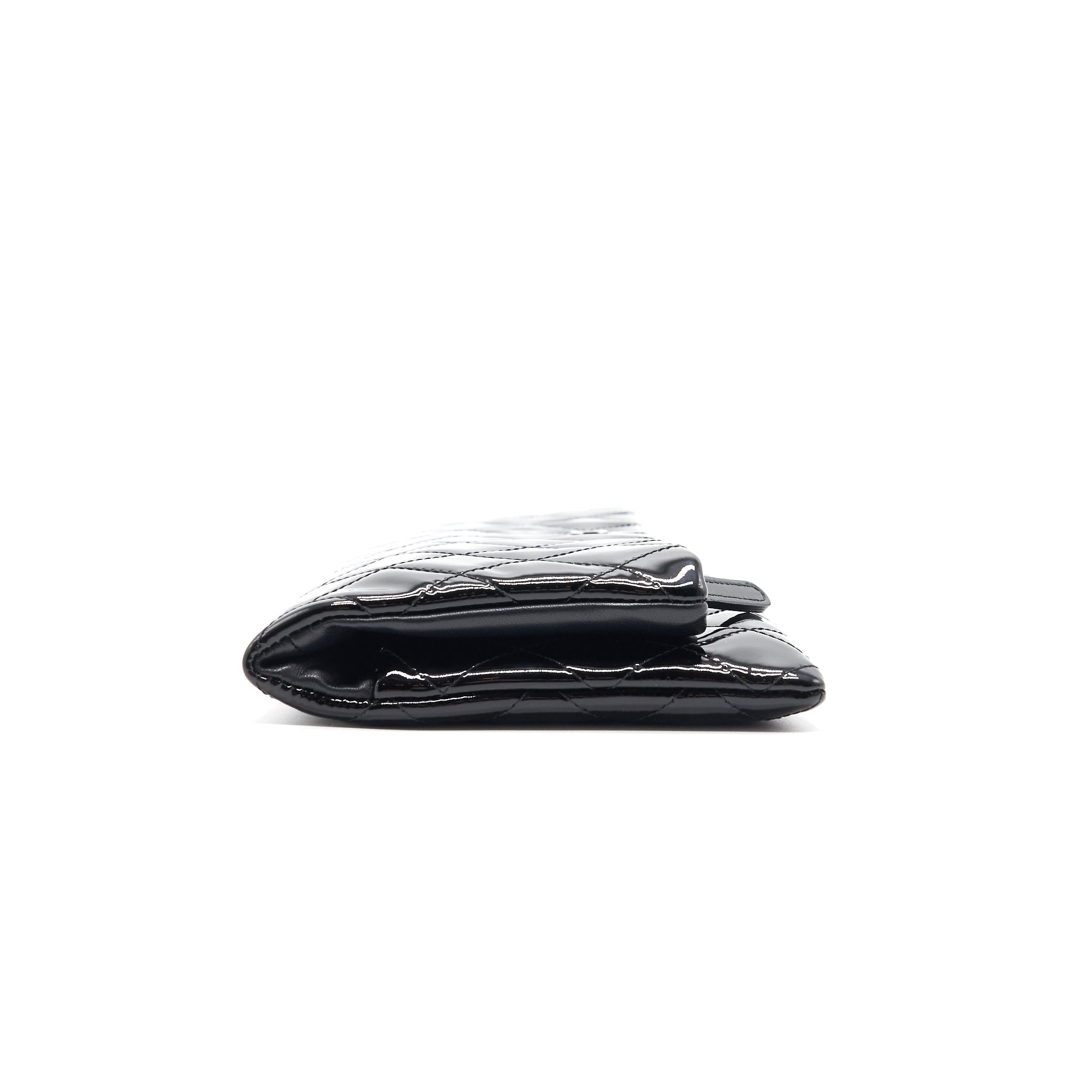 Chanel Patent Leather Fold Over Clutch Black SHW