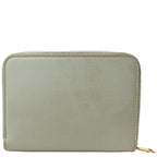 YVES SAINT LAURENT Tiny Monogram Compact Leather Zip Around Wallet White