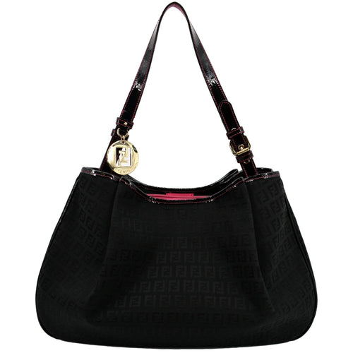 FENDI Zucchino Print Canvas Shopping Tote Bag Black