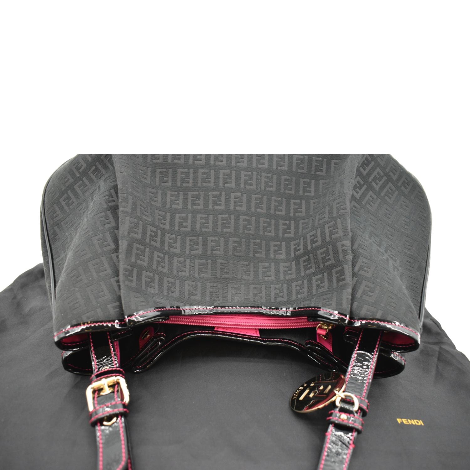 FENDI Zucchino Print Canvas Shopping Tote Bag Black