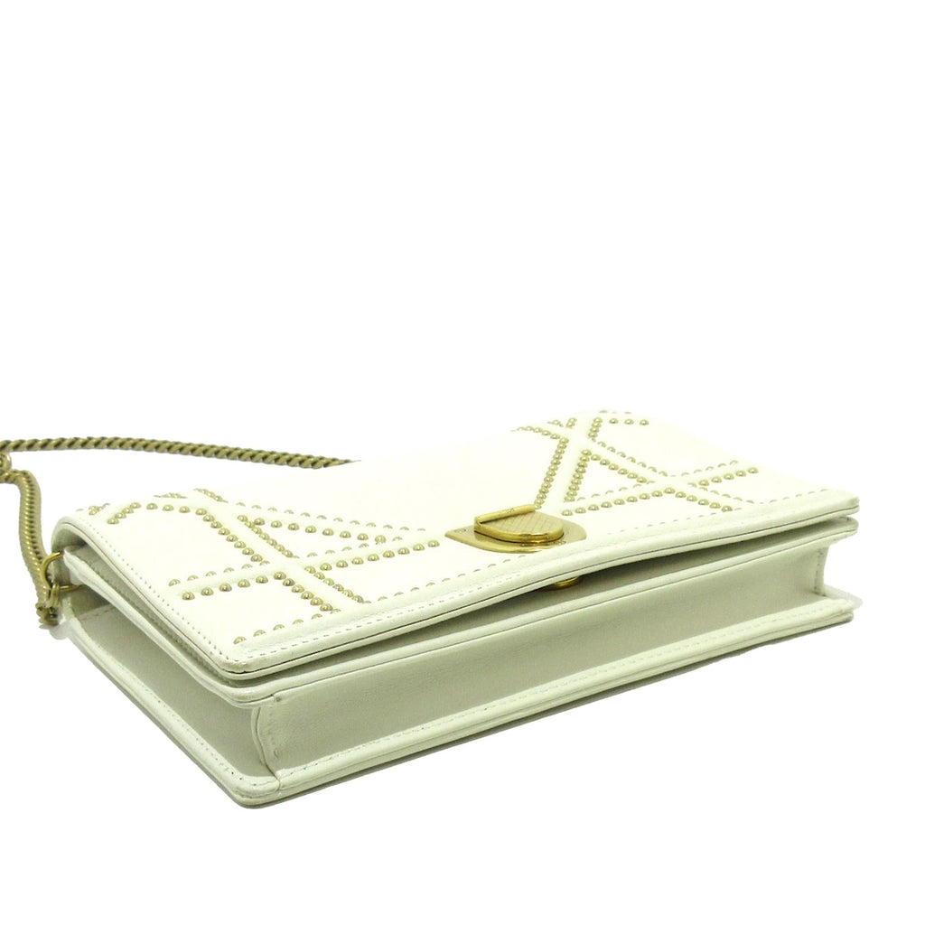 Dior Calfskin Studded Diorama Wallet on Chain (SHG-nJ2Okp)