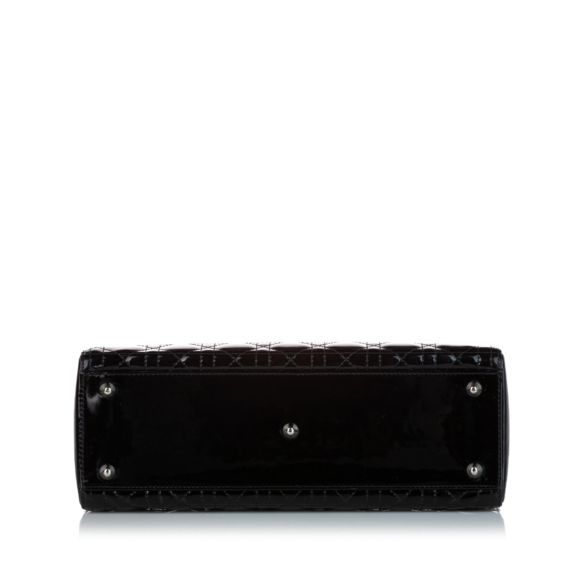 Dior Cannage Lady Dior Patent Leather Satchel (SHG-27939)