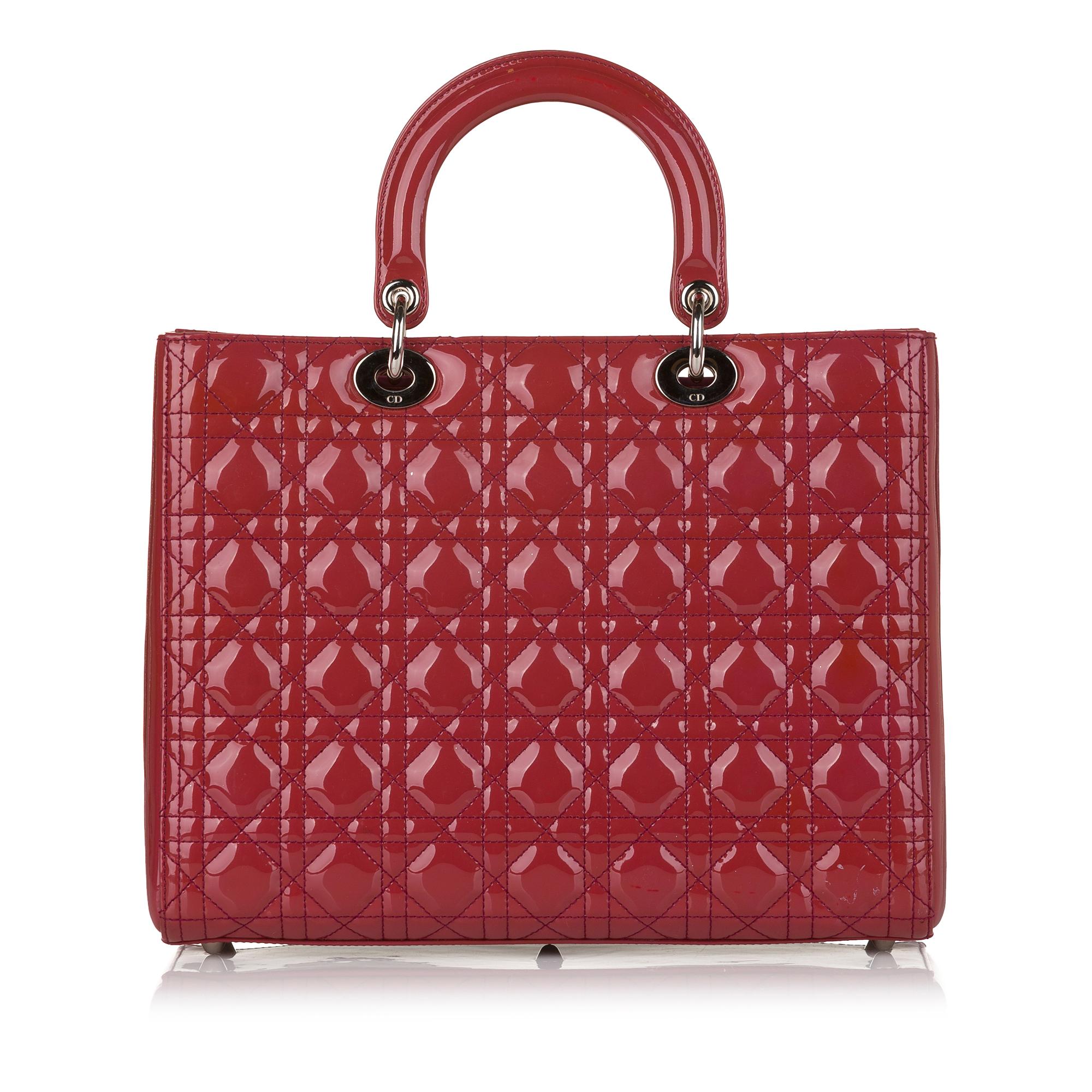 Dior Cannage Lady Dior Patent Leather Satchel (SHG-34555)