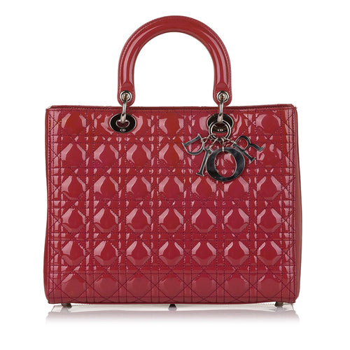 Dior Cannage Lady Dior Patent Leather Satchel (SHG-34555)