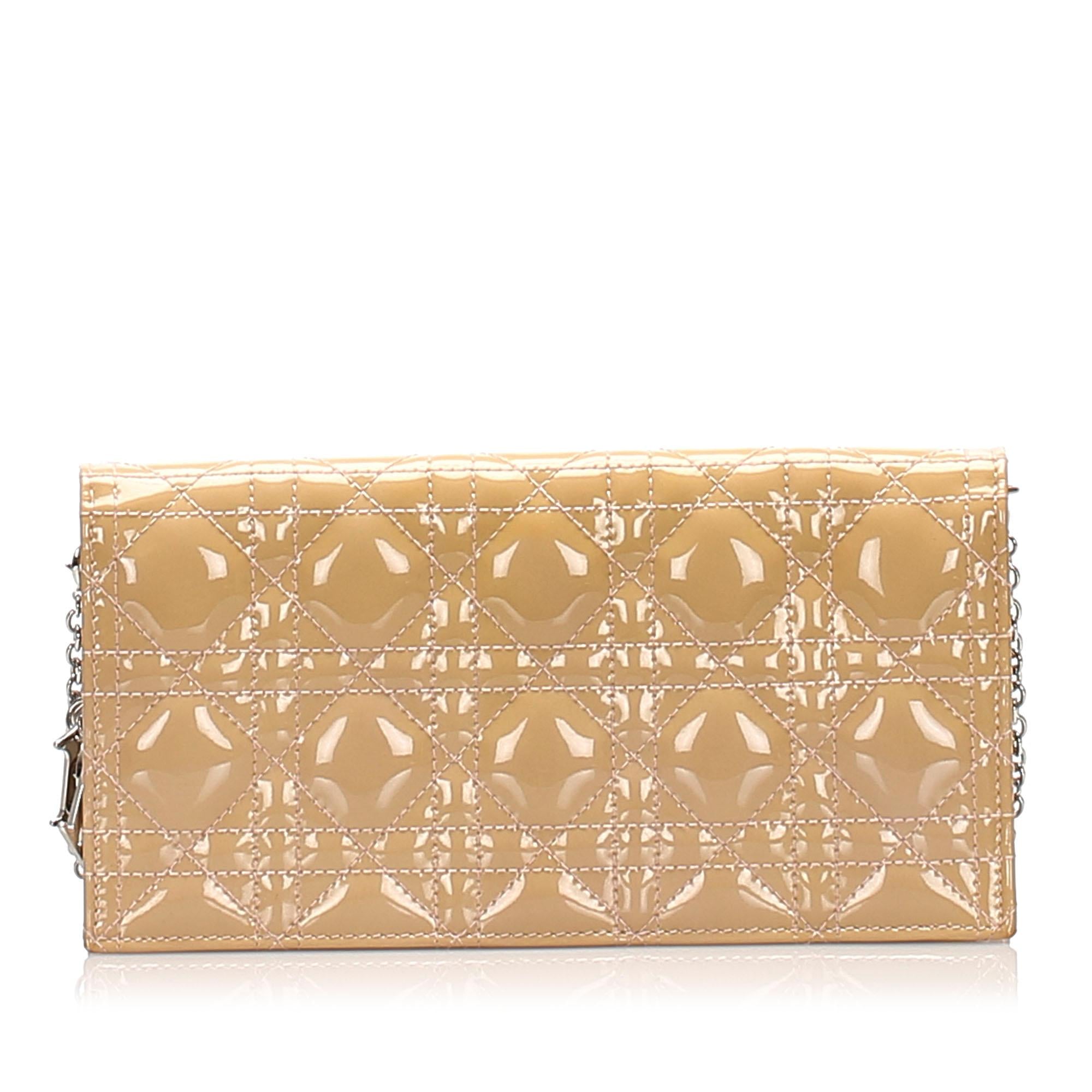 Dior Cannage Patent Leather Wallet on Chain (SHG-13774)