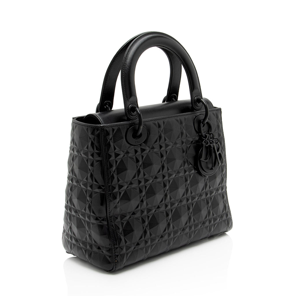 Dior Diamond Calfskin Lady Dior Medium Tote (SHF-39Dale)