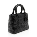Dior Diamond Calfskin Lady Dior Medium Tote (SHF-39Dale)